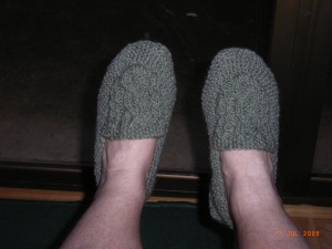 toasty warm slippers and hairy winter legs